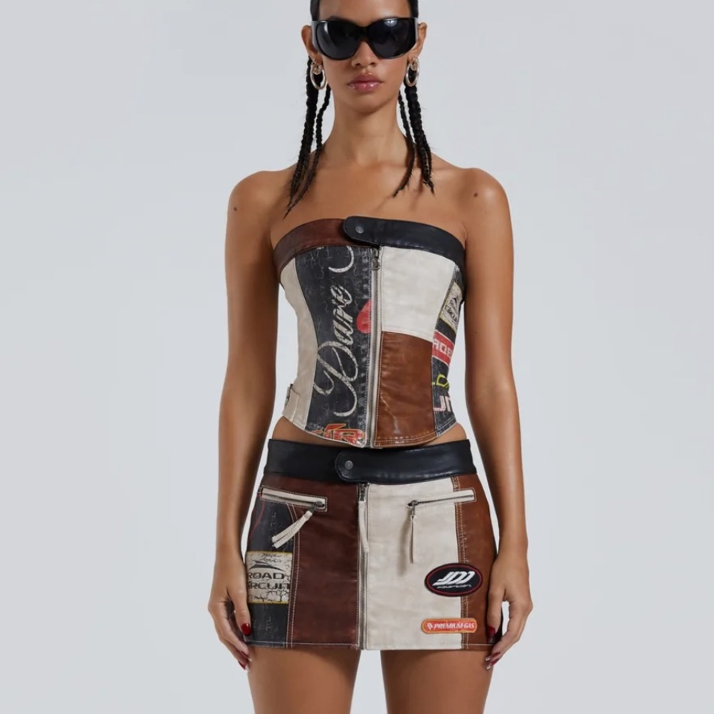 Jaded London Daytona Vegan Leather Mini Skirt